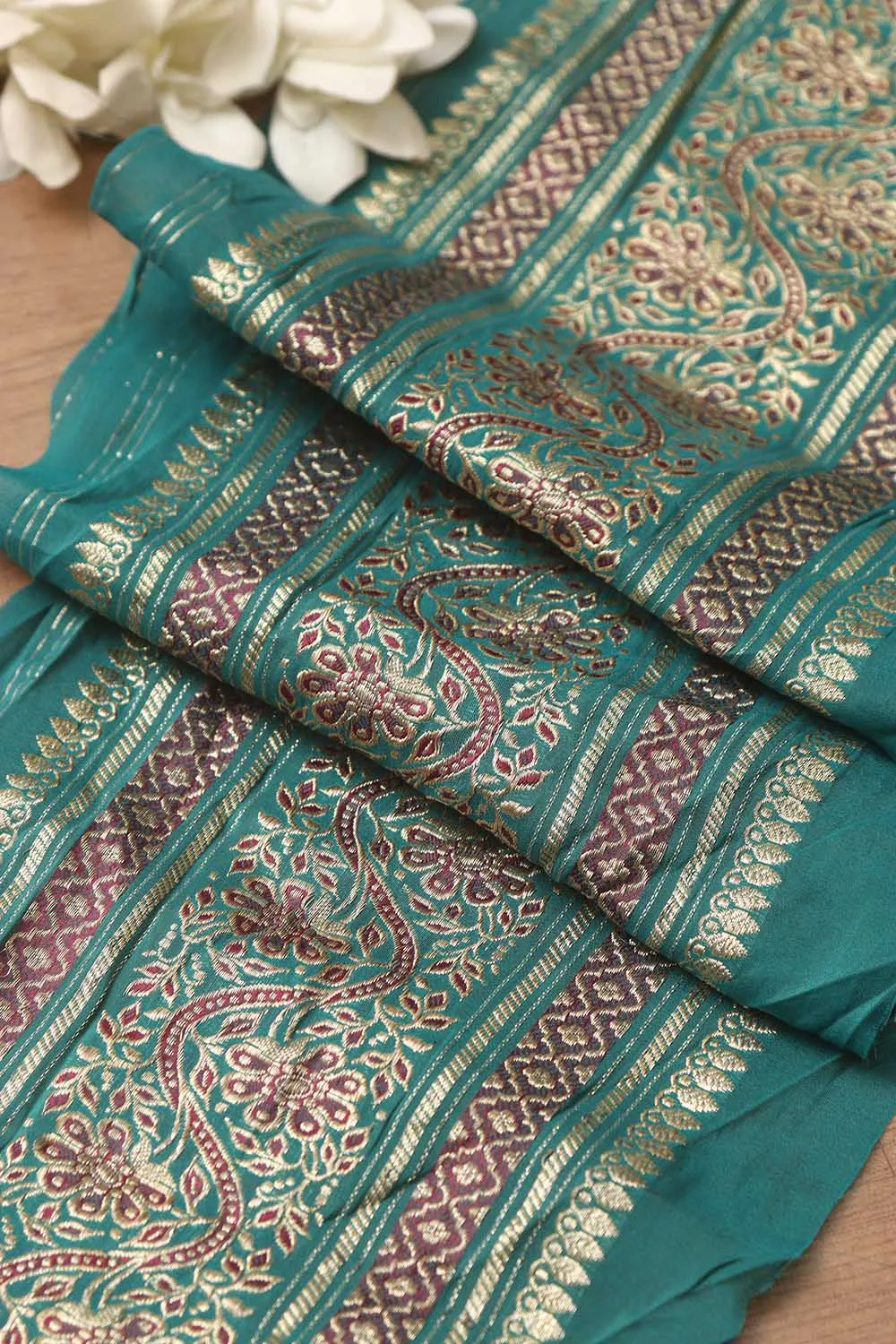 Blue Banarasi Handloom Vintage Pure Silk Border ( 0.75 Mtr )