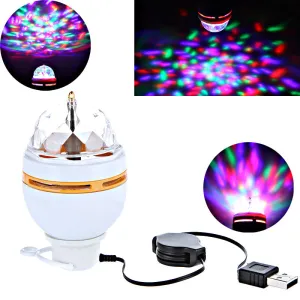 Full Color 3W LED Portable Disco DJ Party Crystal Stage Light Auto Rotating led Bulb Lamp with USB Interface
