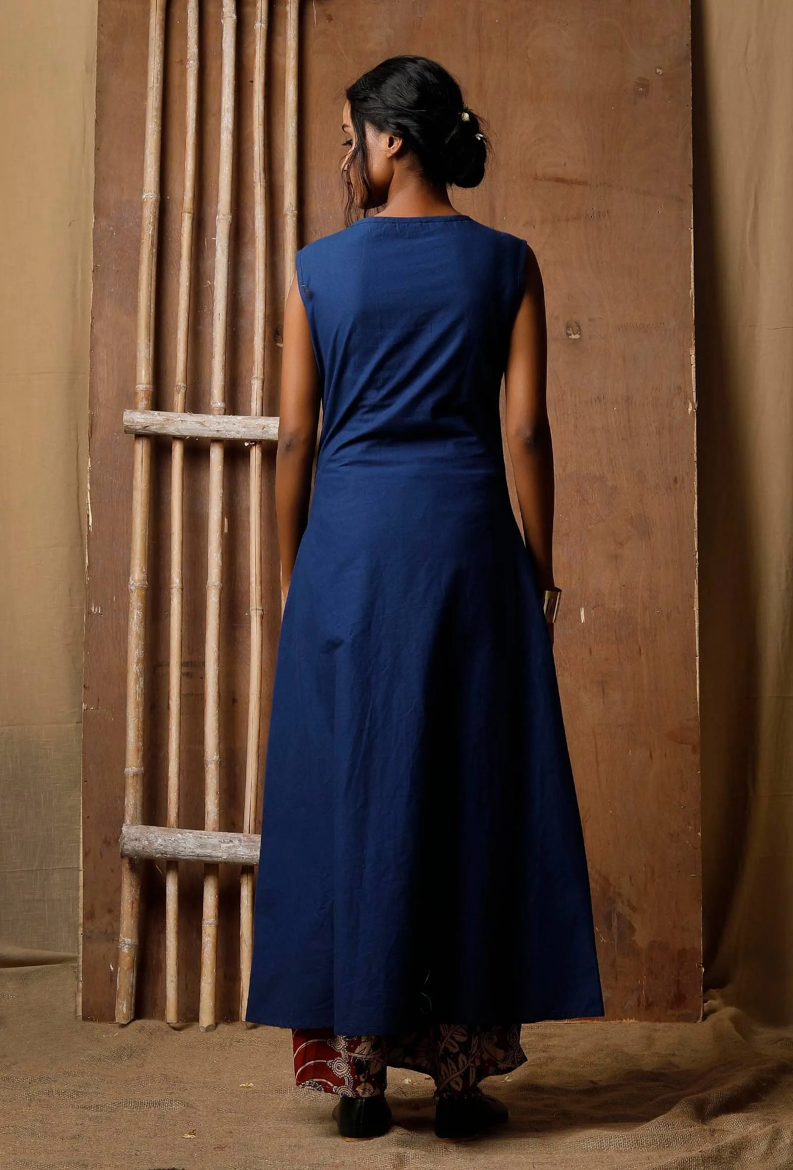 Long Blue Cotton Kurta
