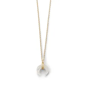 Mother of Pearl and CZ Crescent Gold Plated Necklace