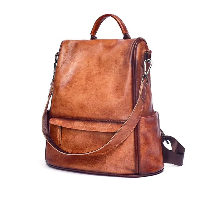 Small Ladies Brown Leather Backpack Bag Leather Rucksack