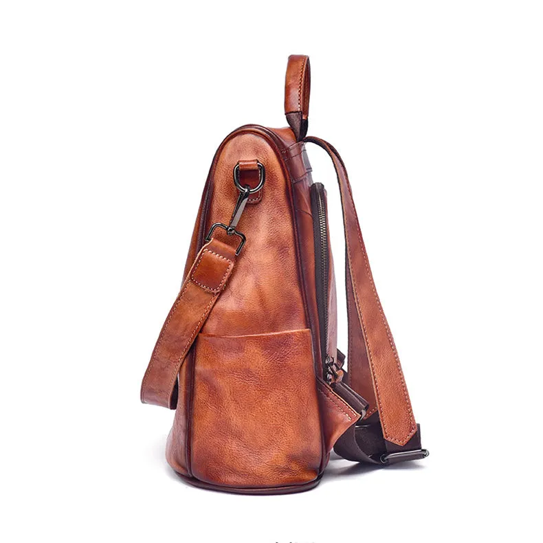 Small Ladies Brown Leather Backpack Bag Leather Rucksack
