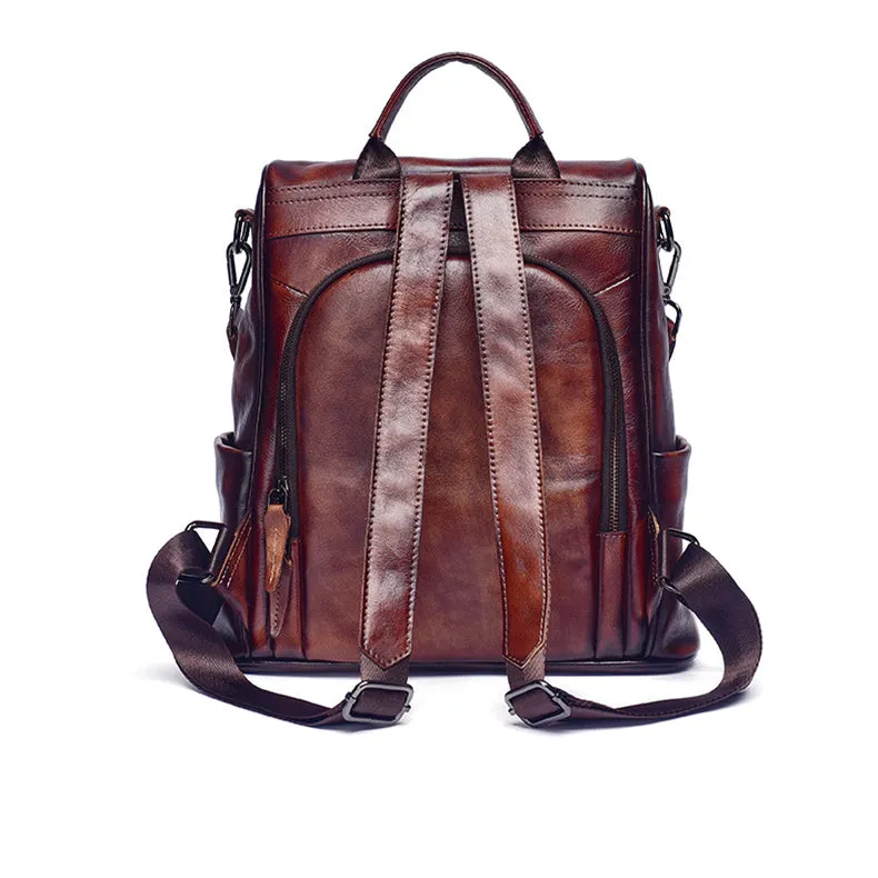 Small Ladies Brown Leather Backpack Bag Leather Rucksack