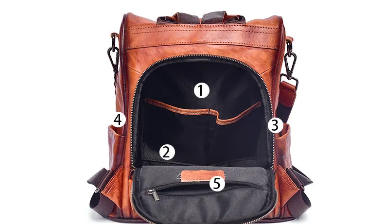 Small Ladies Brown Leather Backpack Bag Leather Rucksack