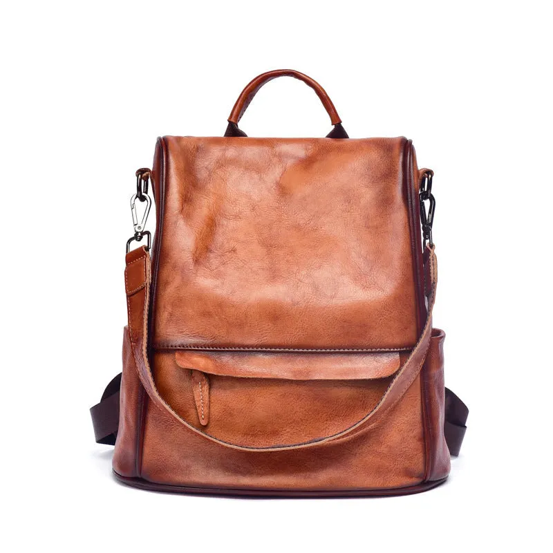Small Ladies Brown Leather Backpack Bag Leather Rucksack