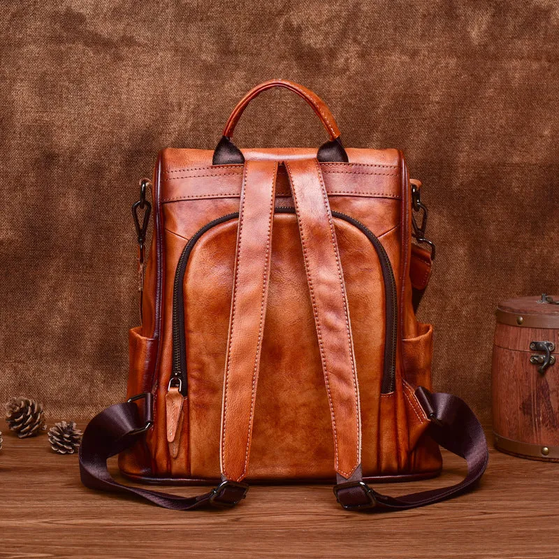 Small Ladies Brown Leather Backpack Bag Leather Rucksack