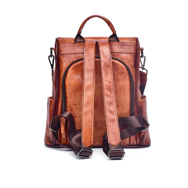 Small Ladies Brown Leather Backpack Bag Leather Rucksack