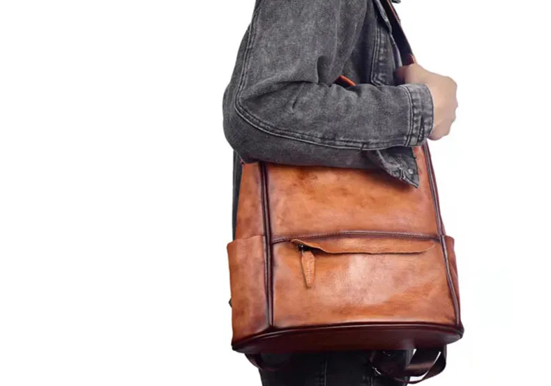 Small Ladies Brown Leather Backpack Bag Leather Rucksack