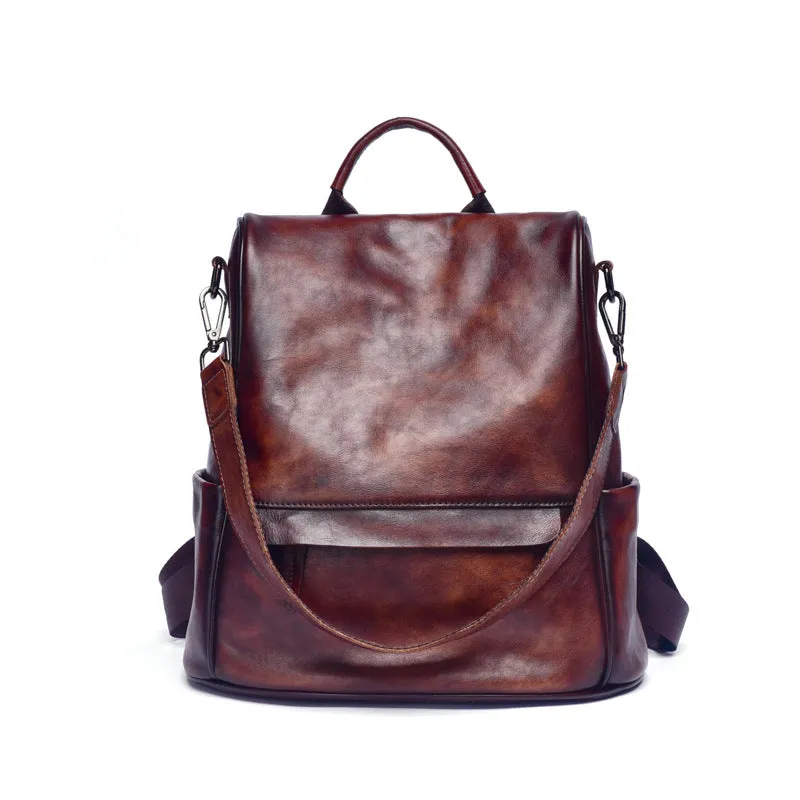 Small Ladies Brown Leather Backpack Bag Leather Rucksack