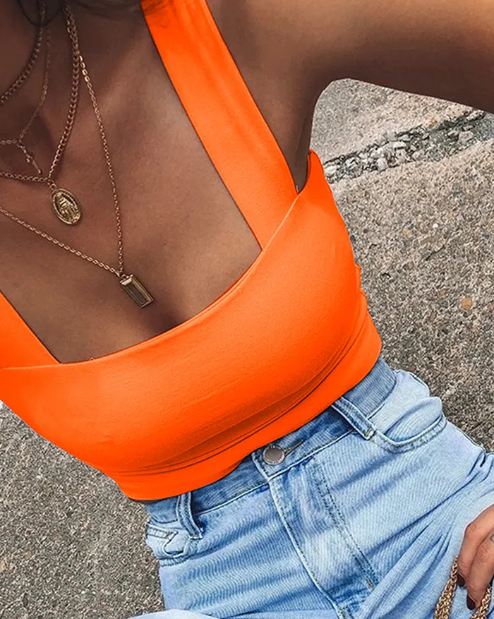 Solid Color Cropped Tank Top