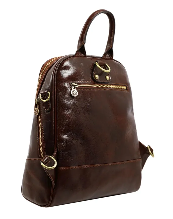 Womens Leather Backpack Convertible Bag - Regeneration
